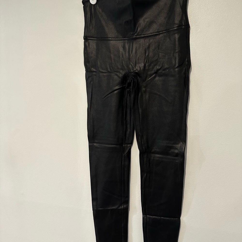 SPANX Charcoal Faux Leather Leggings